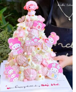 Bánh kem bé gái tông hồng nhiều tầng – Trang trí dễ thương, ngọt ngào