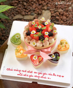 Set Bánh Sinh Nhật Mix Vị Trái Cây – Dâu Tây, Nho, Cherry, Socola & Chanh Dây. Sự Kết Hợp Hoàn Hảo Panna Cotta & Tiramisu tại Archi cake
