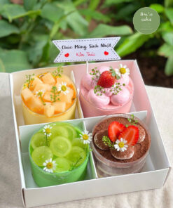 set bánh mousse dạng hũ mix vị trái cây tại archi cake