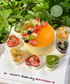 Set Bánh Sinh Nhật Mix Vị Trái Cây – Dâu Tây, Nho, Cherry, Socola & Chanh Dây. Sự Kết Hợp Hoàn Hảo Panna Cotta & Tiramisu tại Archi cake